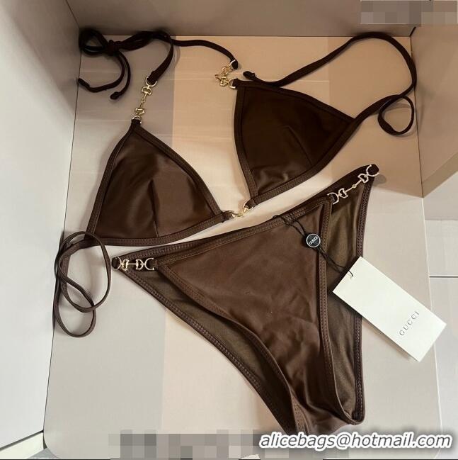 Top Quality Gucci Horsebit Swimwear 0709 Brown 2024