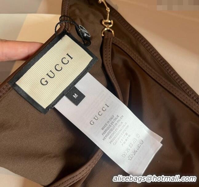 Top Quality Gucci Horsebit Swimwear 0709 Brown 2024