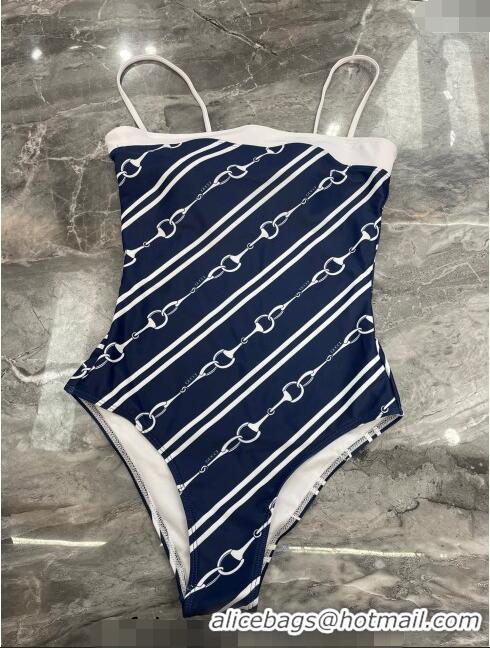 Buy Fashionable Gucci Swimwear with Horsebit Print 0729 Navy Blue 2024