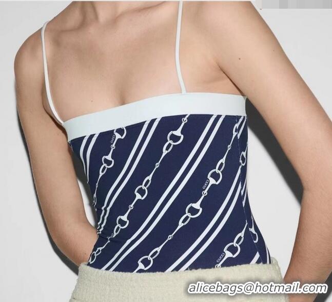 Buy Fashionable Gucci Swimwear with Horsebit Print 0729 Navy Blue 2024