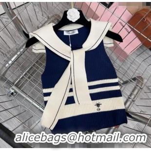 Good Quality Dior Knit Vest 0820 Navy Blue 2024