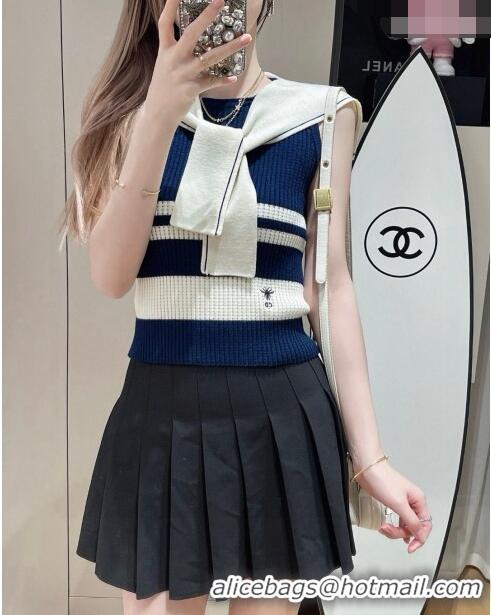 Good Quality Dior Knit Vest 0820 Navy Blue 2024