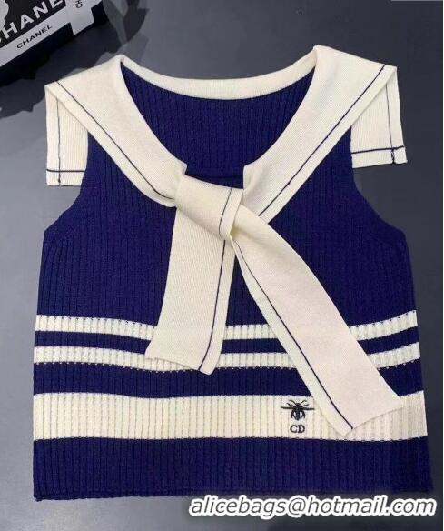 Good Quality Dior Knit Vest 0820 Navy Blue 2024