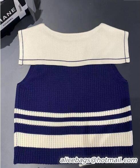 Good Quality Dior Knit Vest 0820 Navy Blue 2024