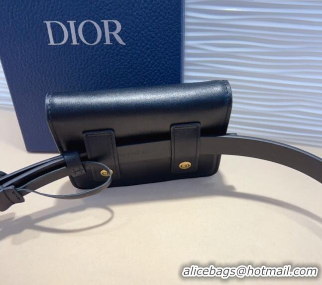 New Arrivals Dior Calfskin Saddle Pouch belt 2cm 0820 Black 2024