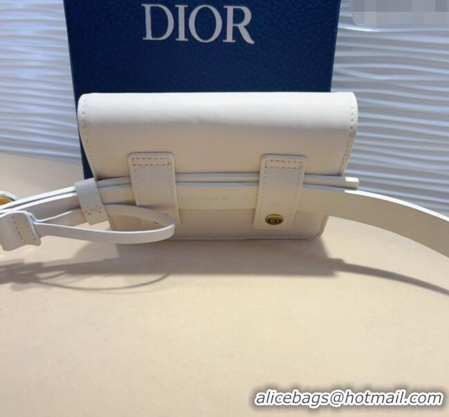 New Release Creation Dior Calfskin Saddle Pouch belt 2cm 0820 White 2024