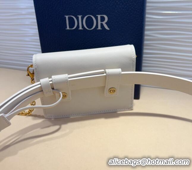 New Release Creation Dior Calfskin Saddle Pouch belt 2cm 0820 White 2024