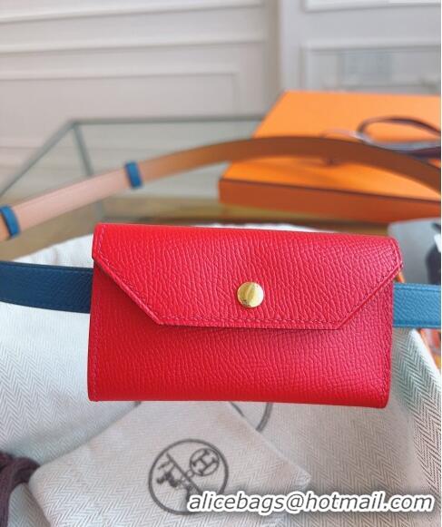 Market Sells Hermes Bicolor Kelly Pocket 18 Pouch belt H0069 Red 2024