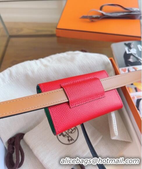 Market Sells Hermes Bicolor Kelly Pocket 18 Pouch belt H0069 Red 2024