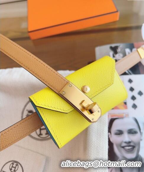 Buy Discount Hermes Bicolor Kelly Pocket 18 Pouch belt H0069 Yellow 2024