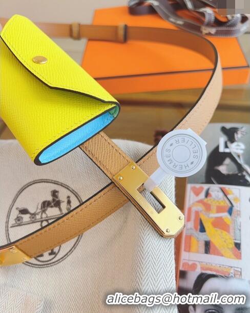 Buy Discount Hermes Bicolor Kelly Pocket 18 Pouch belt H0069 Yellow 2024