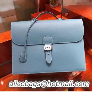 Market Sells Hermes Sac a Depeches 38 Briefcase in Epsom Leather H2101 Blue 2024 (Full Handmade)