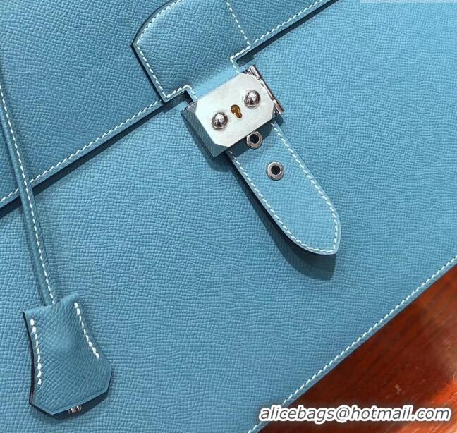 Market Sells Hermes Sac a Depeches 38 Briefcase in Epsom Leather H2101 Blue 2024 (Full Handmade)