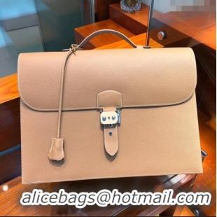 Discount Hermes Sac a Depeches 38 Briefcase in Epsom Leather H2101 Brown 2024 (Full Handmade)