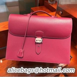 Cheap Hermes Sac a Depeches 38 Briefcase in Epsom Leather H2101 Burgundy 2024 (Full Handmade)