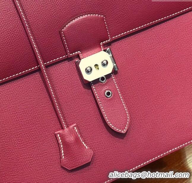 Cheap Hermes Sac a Depeches 38 Briefcase in Epsom Leather H2101 Burgundy 2024 (Full Handmade)