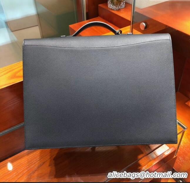 Buy Classic Hermes Sac a Depeches 38 Briefcase in Epsom Leather H2101 Black 2024 (Full Handmade)