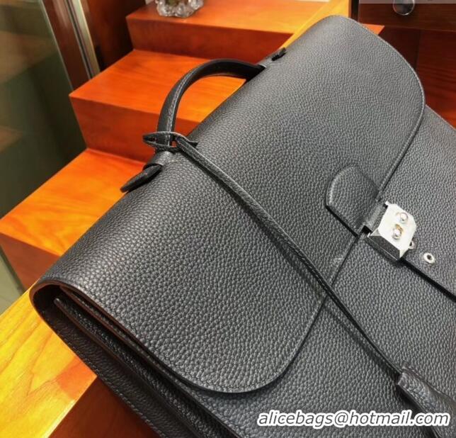 Luxury Classic Hermes Sac a Depeches 38 Briefcase in Togo Leather H2101 Black 2024 (Full Handmade)