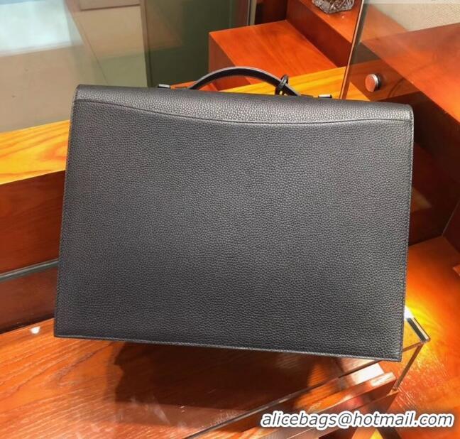 Luxury Classic Hermes Sac a Depeches 38 Briefcase in Togo Leather H2101 Black 2024 (Full Handmade)