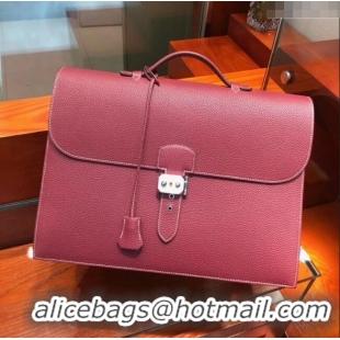 Best Price Hermes Sac a Depeches 38 Briefcase in Togo Leather H2101 Burgundy 2024 (Full Handmade)