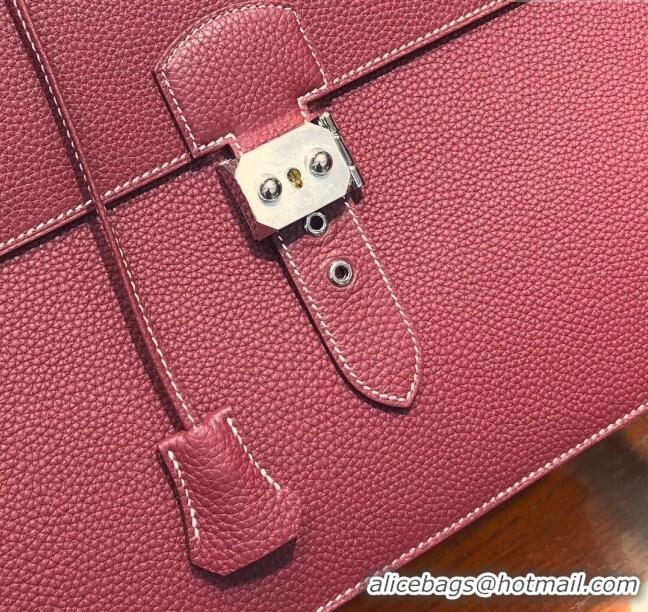 Best Price Hermes Sac a Depeches 38 Briefcase in Togo Leather H2101 Burgundy 2024 (Full Handmade)