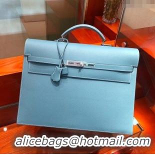 Most Popular Hermes Kelly 38 Briefcase in Epsom Leather H2101 Blue 2024 (Full Handmade)