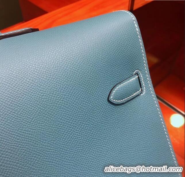 Most Popular Hermes Kelly 38 Briefcase in Epsom Leather H2101 Blue 2024 (Full Handmade)