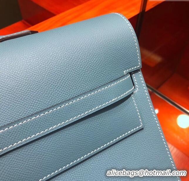 Most Popular Hermes Kelly 38 Briefcase in Epsom Leather H2101 Blue 2024 (Full Handmade)