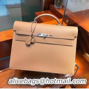 Refined Hermes Kelly 38 Briefcase in Epsom Leather H2101 Brown 2024 (Full Handmade)