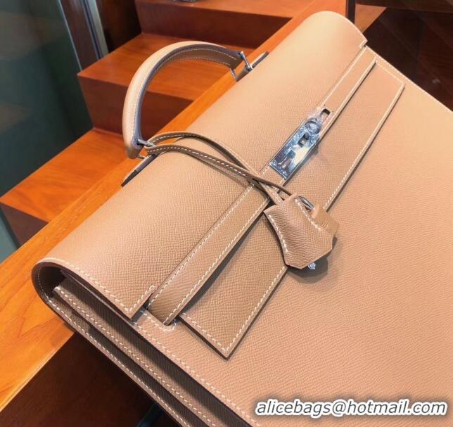 Refined Hermes Kelly 38 Briefcase in Epsom Leather H2101 Brown 2024 (Full Handmade)