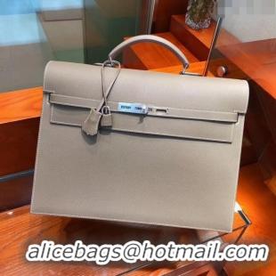 Market Sells Hermes Kelly 38 Briefcase in Epsom Leather H2101 Etoupe 2024 (Full Handmade)