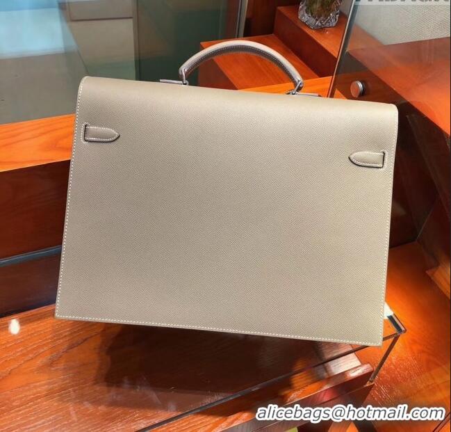 Market Sells Hermes Kelly 38 Briefcase in Epsom Leather H2101 Etoupe 2024 (Full Handmade)