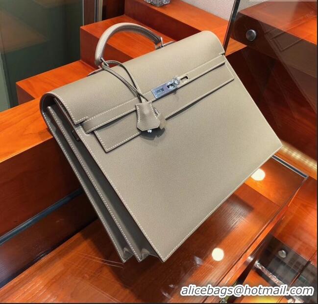 Market Sells Hermes Kelly 38 Briefcase in Epsom Leather H2101 Etoupe 2024 (Full Handmade)