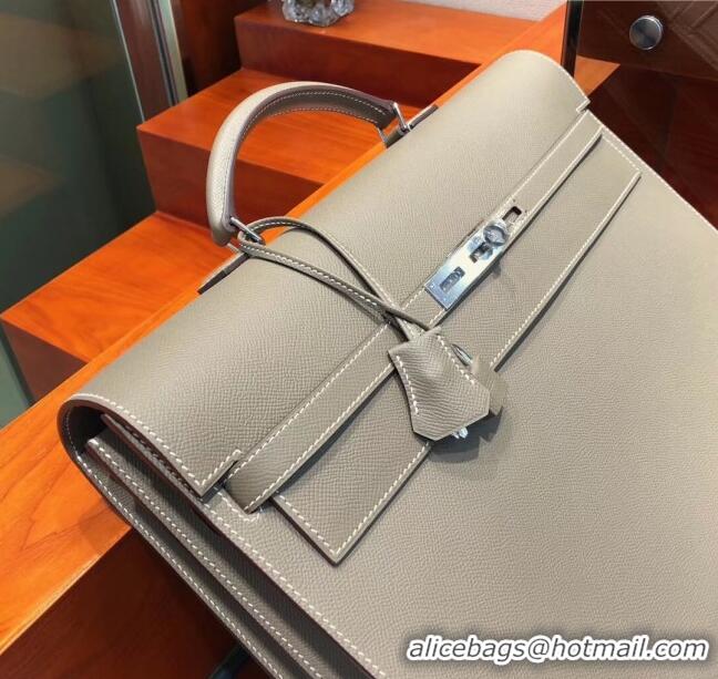 Market Sells Hermes Kelly 38 Briefcase in Epsom Leather H2101 Etoupe 2024 (Full Handmade)