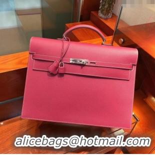 Market Sells Hermes Kelly 38 Briefcase in Epsom Leather H2101 Burgundy 2024 (Full Handmade)