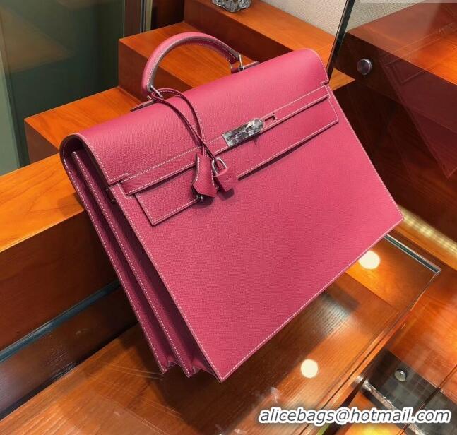 Market Sells Hermes Kelly 38 Briefcase in Epsom Leather H2101 Burgundy 2024 (Full Handmade)