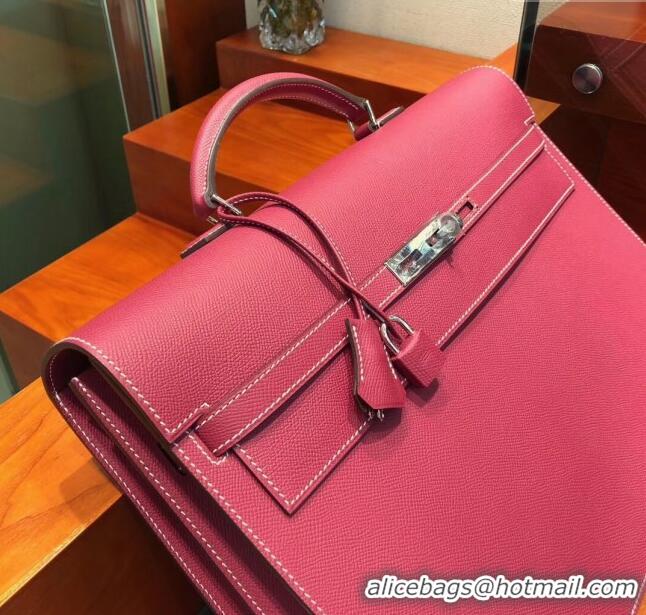 Market Sells Hermes Kelly 38 Briefcase in Epsom Leather H2101 Burgundy 2024 (Full Handmade)