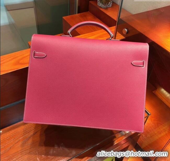 Market Sells Hermes Kelly 38 Briefcase in Epsom Leather H2101 Burgundy 2024 (Full Handmade)