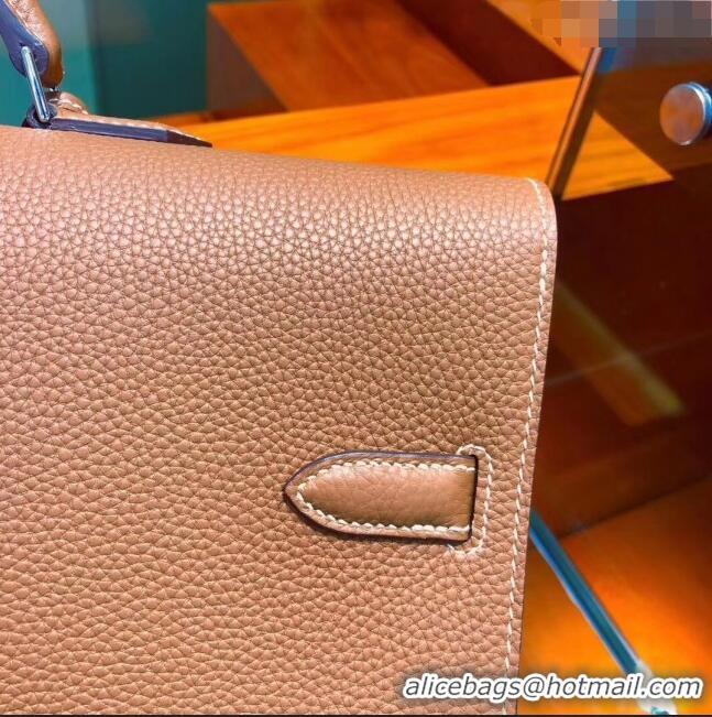 Best Wholesale Hermès Kelly 38 Briefcase in Togo Leather H2101 Brown 2024 (Full Handmade)