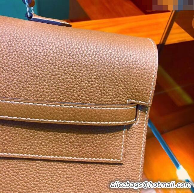 Best Wholesale Hermès Kelly 38 Briefcase in Togo Leather H2101 Brown 2024 (Full Handmade)