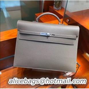 Buy Classic Hermes Kelly 38 Briefcase in Togo Leather H2101 Etoupe 2024 (Full Handmade)