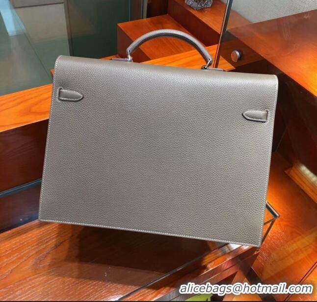 Buy Classic Hermes Kelly 38 Briefcase in Togo Leather H2101 Etoupe 2024 (Full Handmade)