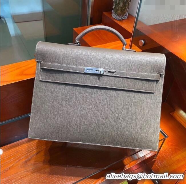 Buy Classic Hermes Kelly 38 Briefcase in Togo Leather H2101 Etoupe 2024 (Full Handmade)