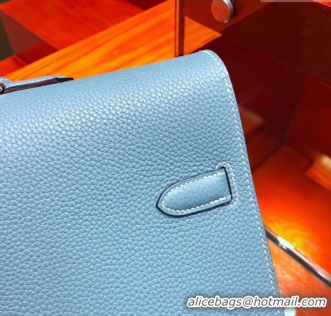 Fashion Discount Hermes Kelly 38 Briefcase in Togo Leather H2101 Blue 2024 (Full Handmade)