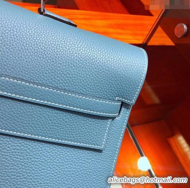 Fashion Discount Hermes Kelly 38 Briefcase in Togo Leather H2101 Blue 2024 (Full Handmade)