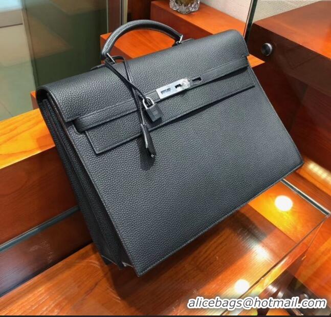 New Design Hermes Kelly 38 Briefcase in Togo Leather H2101 Black 2024 (Full Handmade)