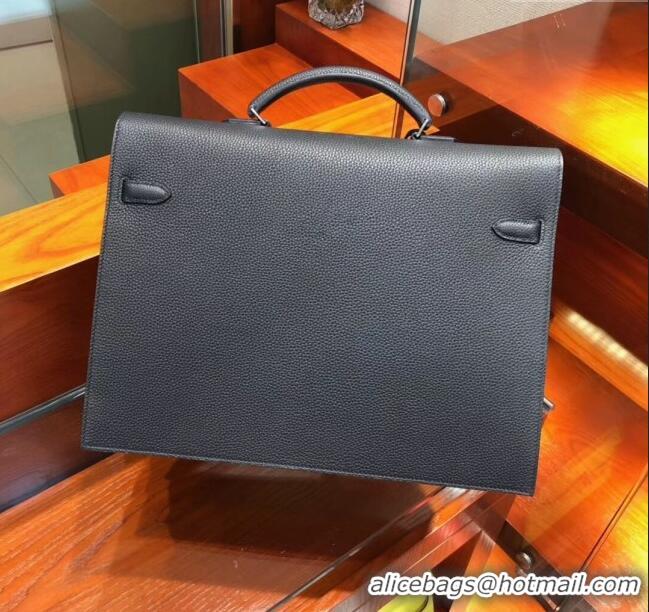 New Design Hermes Kelly 38 Briefcase in Togo Leather H2101 Black 2024 (Full Handmade)