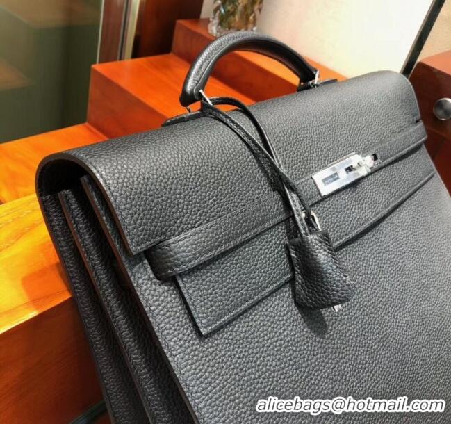 New Design Hermes Kelly 38 Briefcase in Togo Leather H2101 Black 2024 (Full Handmade)