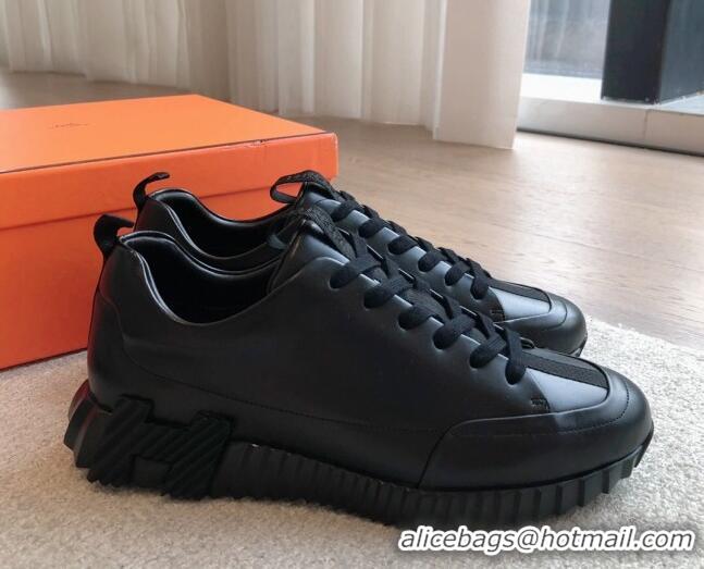 Best Price Hermes Jump sneakers in calfskin All Black 724006