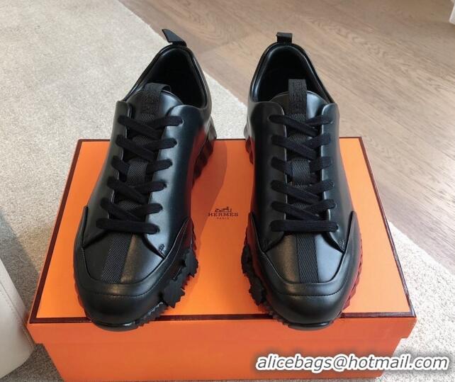 Best Price Hermes Jump sneakers in calfskin All Black 724006